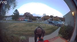 Greedy Trick-or-Treater Caught on Camera