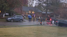 Halloween Trick or Treating in Rain