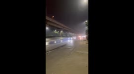 Vehicles hit unmarked speed bump and fly through the air