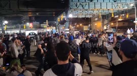 US: Dodgers Fans Dance Outside Yankee Stadium To Celebrate World Series Win