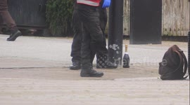 Suspected shoplifter arrested by Police with Champagne bottle from Marks and Spencer concealed in luggage.  Truro Cornwall, UK