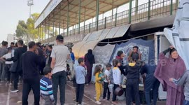 Gaza: The establishment of the first camp for displaced people from the northern Gaza Strip in Yarmouk Stadium