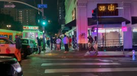 US, Los Angeles: Downtown Los Angeles 100 Person Mob Loots Business
