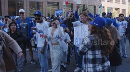 US, Los Angeles: Downtown Los Angeles Dodgers Parade Draws Thousands for World Series Celebration