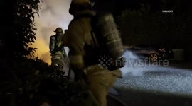 US, Los Angeles: Sherman Oaks Electric Vehicle Fire