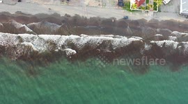 Aerial view of San Carlos, Sonora, Mexico. beach landscape, bay, sea of the Gulf of California. Sea of Cortez. Mar Bermejo, is located between the Baja California peninsula and the State of Sonora.