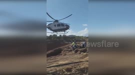 Helicopters continue rescue efforts in flood-hit Valencia, Spain