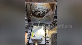 Robot satisfyingly cleans metal shaft caked in oil and grease