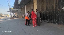 Gaza: Palestine Red Crescent crews transferred an injured person near Al-Khirba junction, north of Rafah city