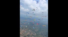 Paragliders take to the skies in Bir, Himachal Pradesh