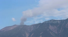 Timelapes video view of Mount Marapi spewing columns of volcanic ash during an eruption in Tanah Datar District, West Sumatra, Indonesia on November 4, 2024.