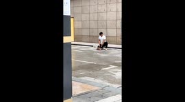 Motorcyclist runs over man's hand during martial arts performance in Zhejiang, China
