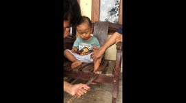 Child rescued after getting leg stuck in wooden chair