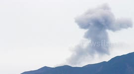 Mount Marapi spews volcanic ash in Indonesia. A view of Mount Marapi spewing columns of volcanic ash during an eruption in Tanah Datar District, West Sumatra, Indonesia on November 5, 2024. Since the first eruption on December 3, 2023, Mount Marapi has er