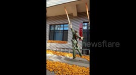 Chinese veteran transforms yard into military training ground to maintain his fitness