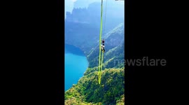 Tourists flock to Henan as park launches 'mild' version of bungee jump for thrill-seekers searching for gentler adventure