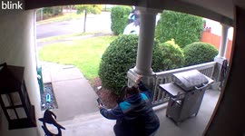 Amazon Driver Takes Selfie With Halloween Decorations