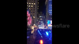 US 2024 Election Day – Crowds Gather At Rockefeller Plaza To View Election News
