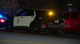 US, Los Angeles: Sylmar Driver Rear Ends an LAPD Unit