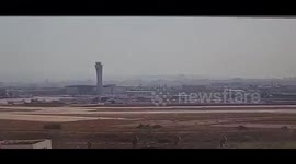 Israel: The moment when a rocket fired from Lebanon hit a parking lot inside Ben-Gurion Airport in Tel Aviv