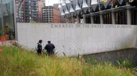 Liberal meltdown begins in London with vandals attacking the U.S. Embassy