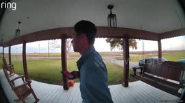 Man Takes a Seat on Broken Bench Swing