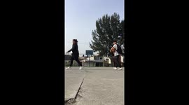 Dog interrupts basketball training by peeing on the camera