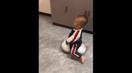 Child crashes toy car and starts crying in Shandong Province