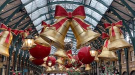 Giant bells and baubles adorn Covent Garden Market in London ahead of Christmas