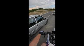 Road rage incident in Labin, Croatia ends with bike crash and side mirror damage