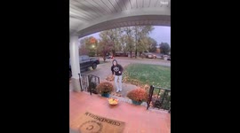 Guy Steals Bowl of Halloween Candy Off Porch
