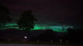 Timelapse shows eerie green sky from squid fishing boats