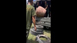 Hapless soldiers trying to move water jar end up smashing it