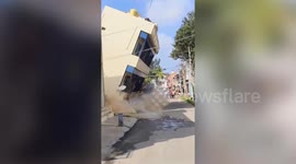 Three-storey building collapses during renovation; fire brigade evacuates three families