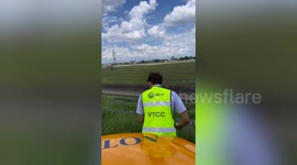 Airport ground worker uses fireworks to keep birds away