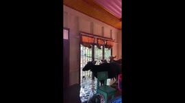 Flooded residence showcases livestock in distress