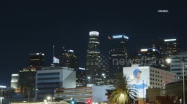 US, Los Angeles: Downtown Los Angeles SpaceX Starlink Launch
