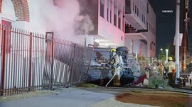 US, Los Angeles: Adams Normandie Fiery Crash Into Church
