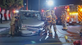 US, Los Angeles: Downtown Los Angeles Extrication Crash