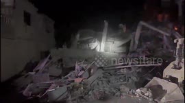 Lebanon: Scene documents the building that was bombed in the town of Ain Baal, South Lebanon
