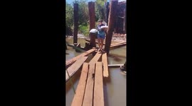 Woman falls from makeshift bridge while carrying cake in Itakyry