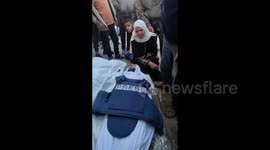 Funeral of martyred journalist Mohammed Khreis and his wife in Deir al Balah