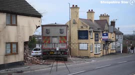 Pub owner's miracle escape after lorry ploughs into boozer