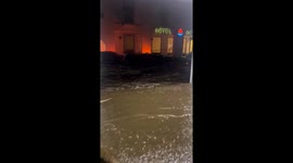 Floodwaters sweep through Cadaqués after heavy rain in Girona, Spain