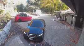 Car's Front Splitter Catches Paving Stones