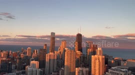 Midwest Sunset in Downtown Chicago