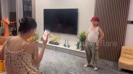 Funny boy dance for social networks at home