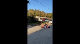 Go-kart driver throws bananas like Donkey Kong