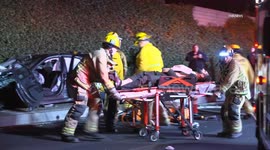 US, Los Angeles: Chatsworth Traffic Collision With Downed Power Pole Causes Neighborhood Power Outage
