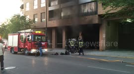Fire breaks out in garage in Zaragoza, Spain